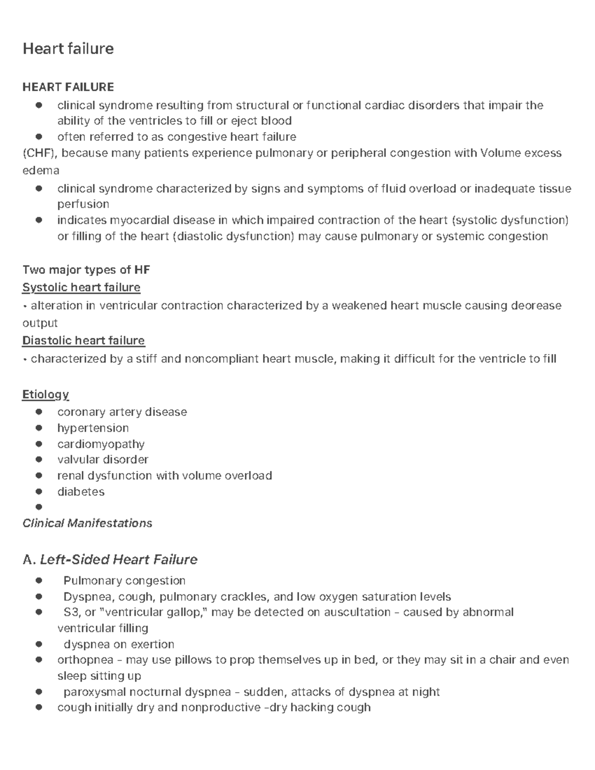 Heart failure -final - Heart failure HEART FAILURE clinical - Studocu