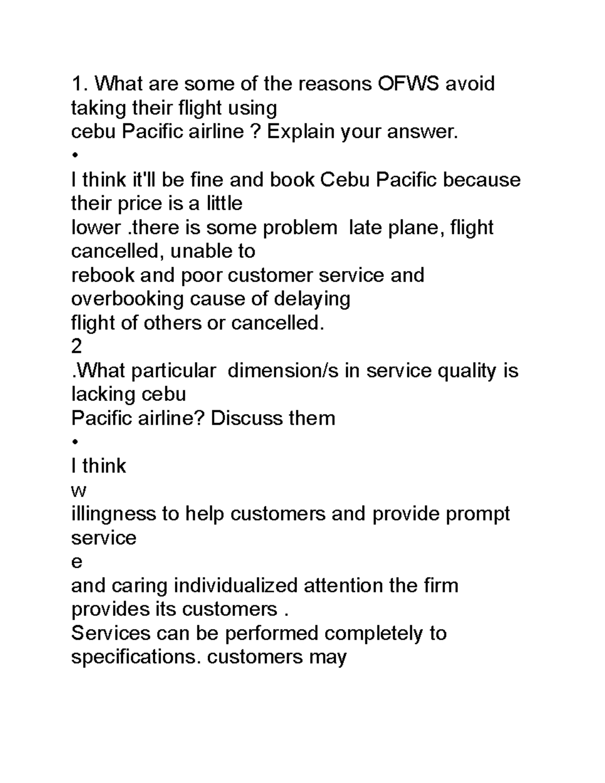 1 assignment 1. What are some of the reasons OFWS avoid taking