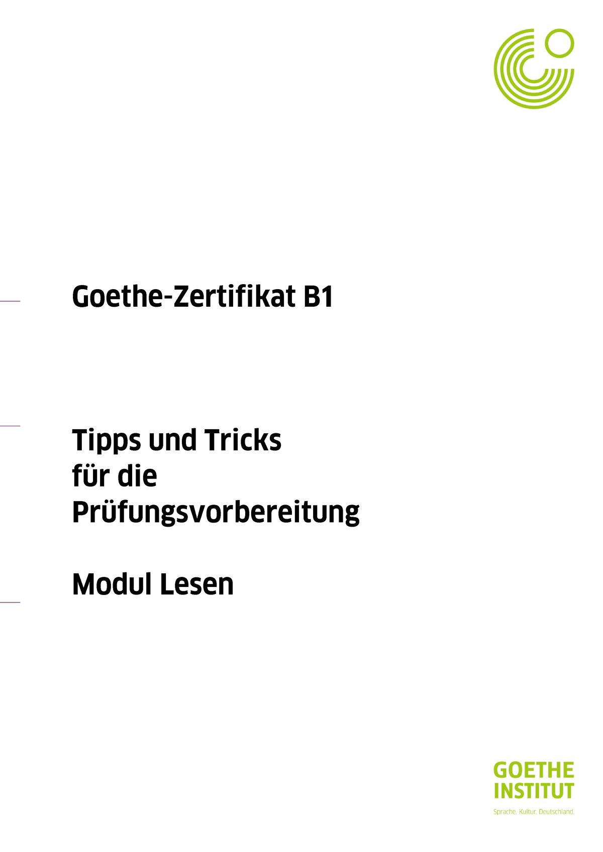 Tipps Und Tricks Prfungsvorbereitung Goethe-zertifikat B1 Lesen 21 ...