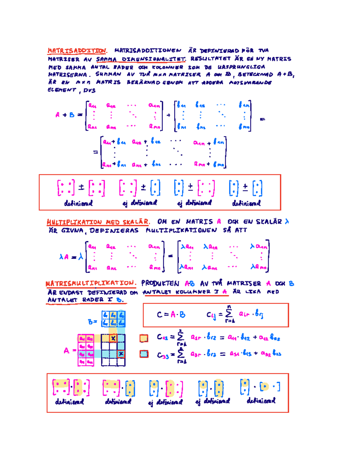 Lektion 3 - Matrisoperationer - MATRIS ADDITION MATRIS ADDITIONEN ÄR ...