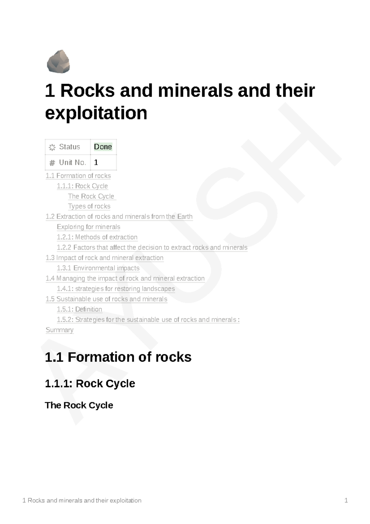 1 Rocks and minerals and their exploitation - X 1 Rocks and minerals ...