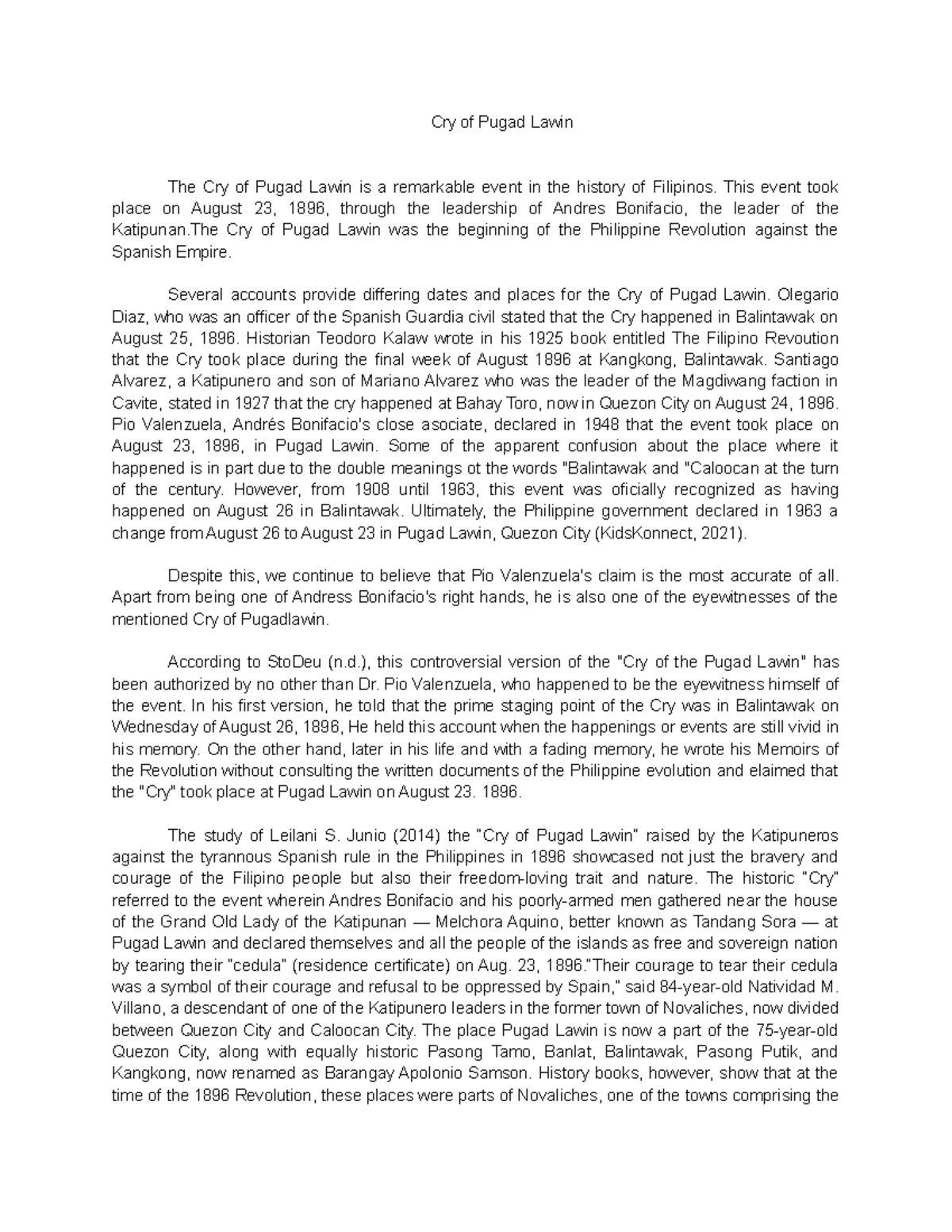 Rph2 - History - Cry of Pugad Lawin The Cry of Pugad Lawin is a ...