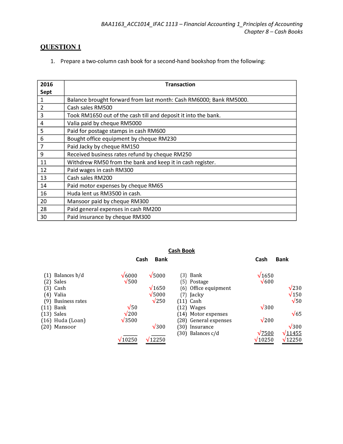 Fbfit BIF 2020 Apr20SEM IFAC1113 TU5 - Chapter 8 – Cash Books QUESTION ...