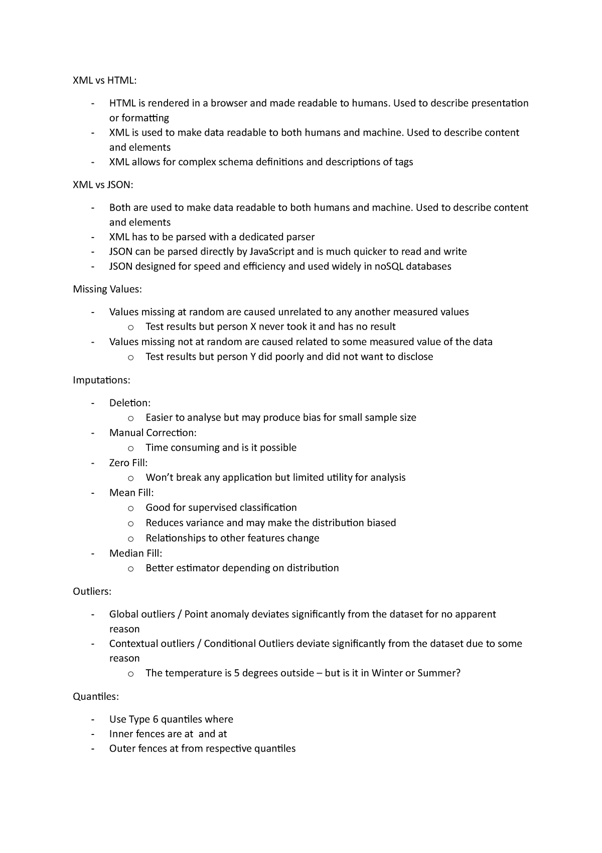 Eodp dot point summary - COMP20008 - Unimelb - Studocu