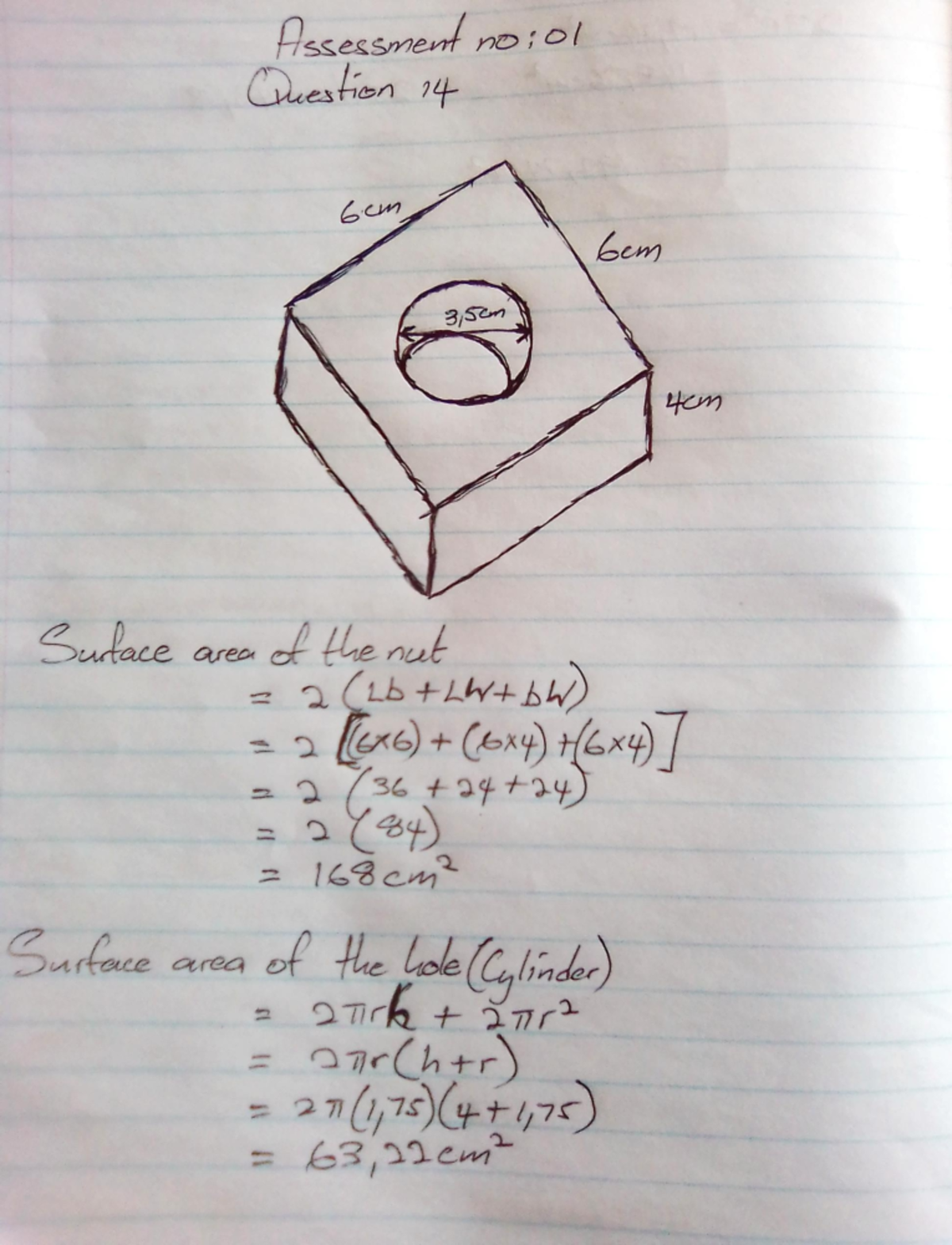 Scan 18 Oct 24 09·03·03 Surface area of square nut with drilled hole