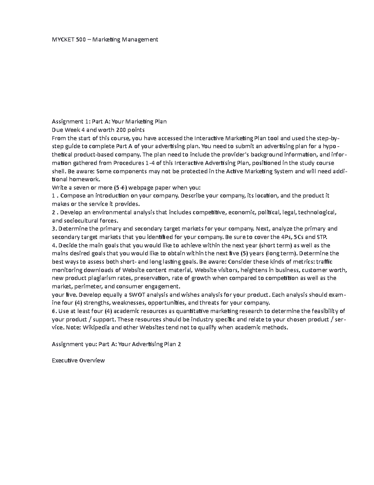 SCI 270 Assignment 1 Part A Marketing Plan Write an introduction to ...