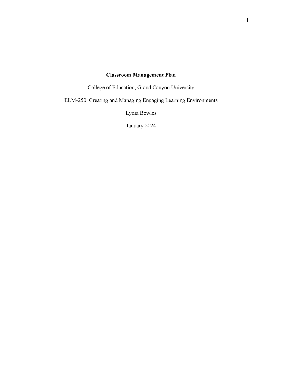 ELM-250-T3-Classroom Management Plan 1-3 - Classroom Management Plan ...