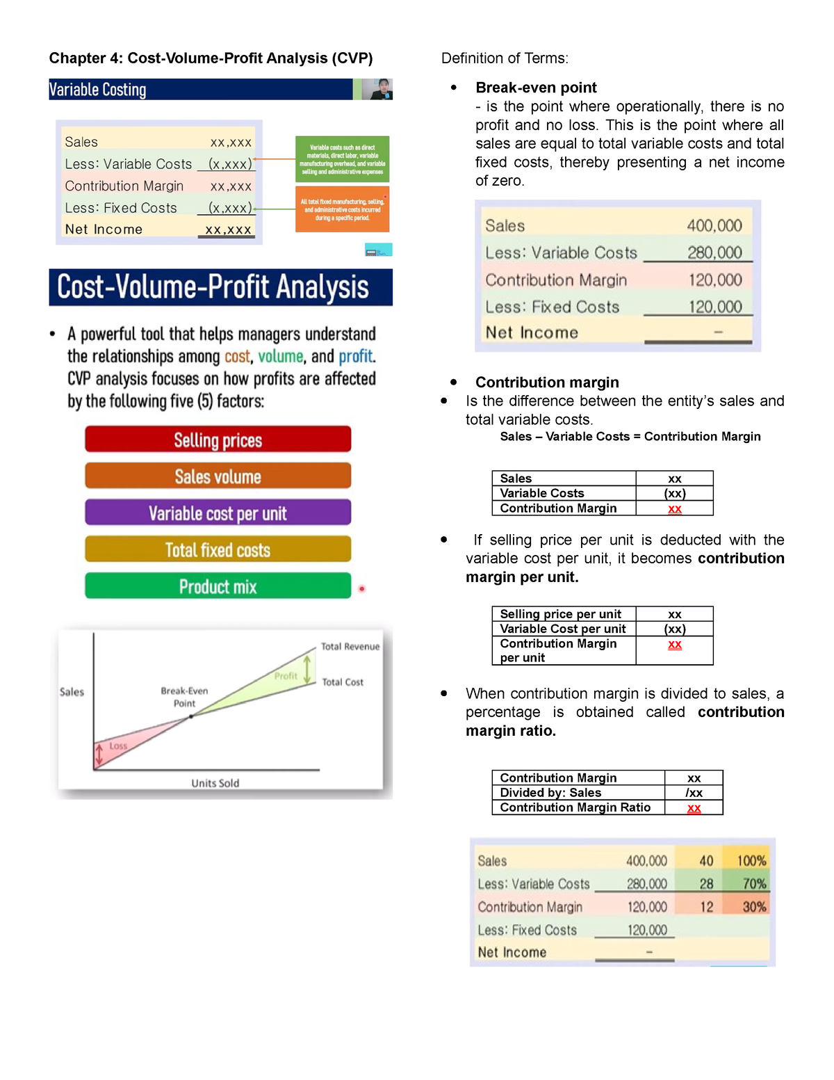 Cvp Analysis Strategic Costing Chapter 4 Cost Volume Profit Analysis Cvp Definition Of 9329