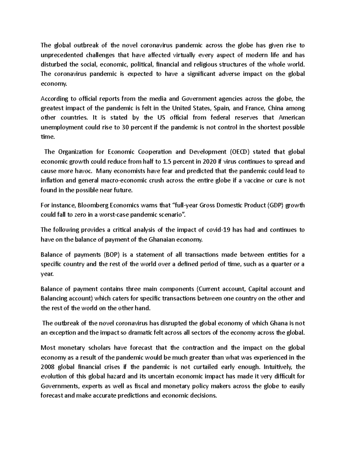 Section B-IFM - notes - The global outbreak of the novel coronavirus ...