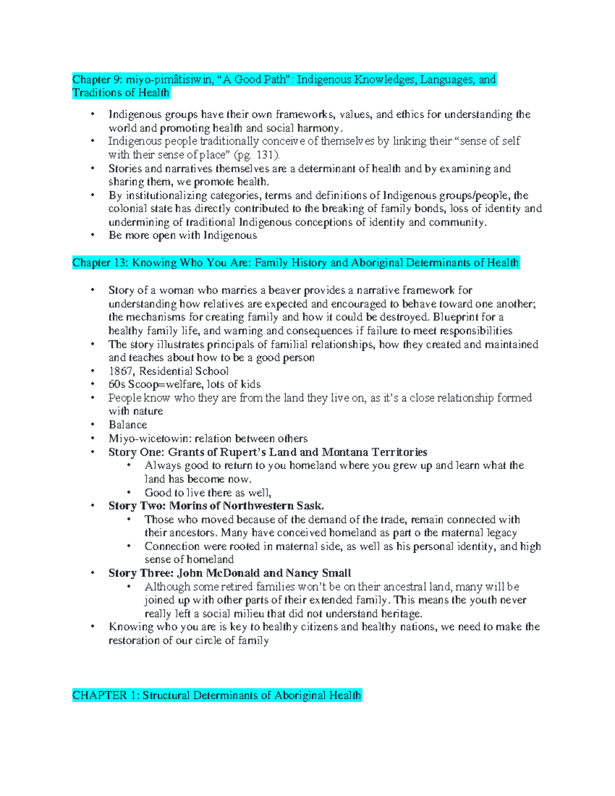 INHS 100 Book Chapters Summaries - INHS 100 - UR - Studocu