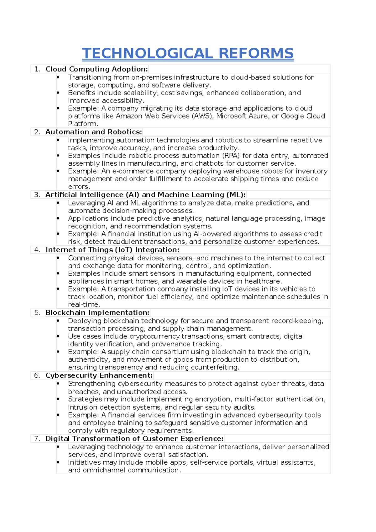 Technological Reforms - TECHNOLOGICAL REFORMS 1. Cloud Computing ...