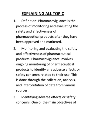 Pharmacovigilance 1 - PHARMACOVIGILANCE Pharmacovigilance Is The ...