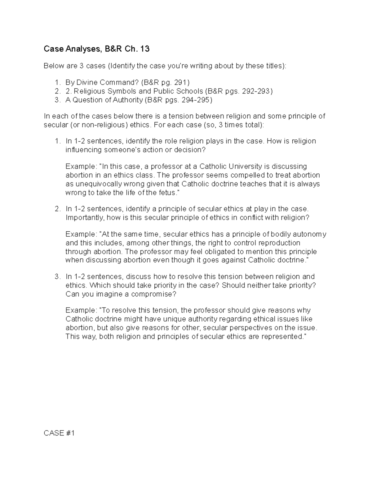 Case Analyses Ch13 - Homework - Case Analyses, B&R Ch. 13 Below are 3 ...
