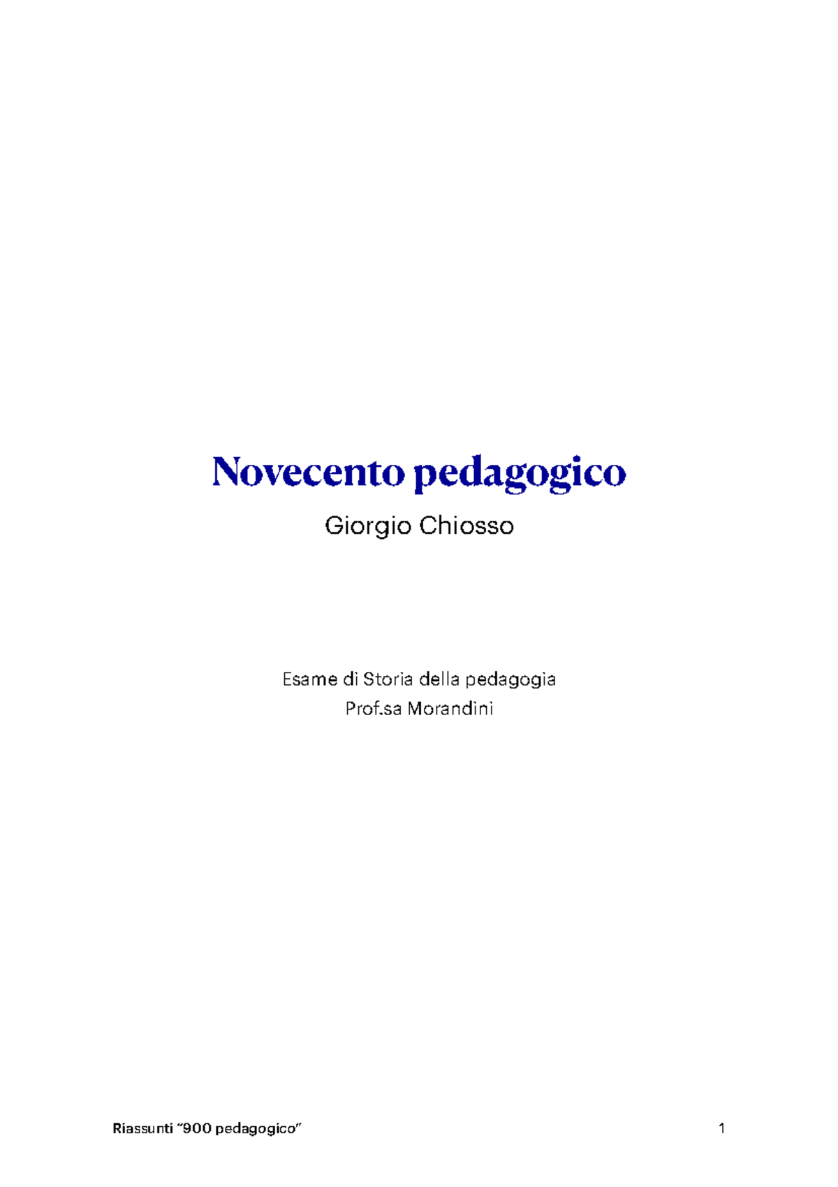 Novecento Pedagogico - Novecento Pedagogico Giorgio Chiosso Esame Di ...