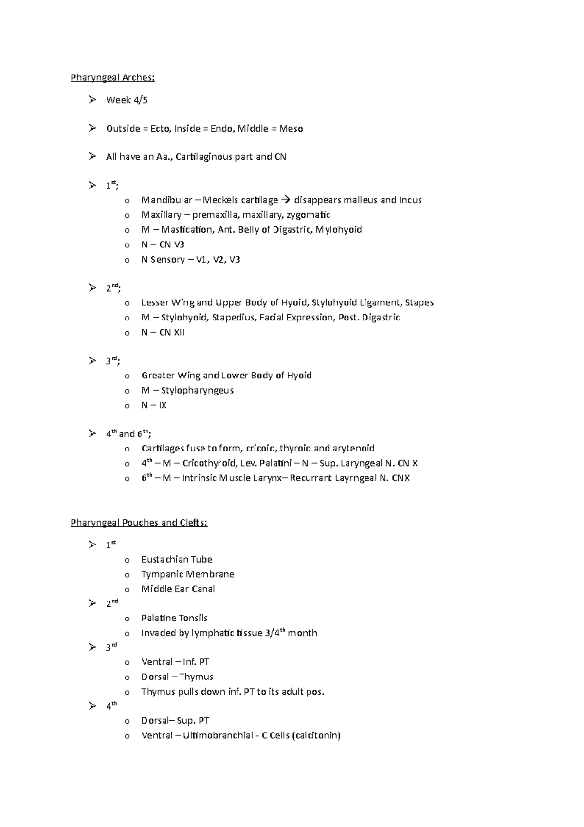 Pharyngeal Arches, Pouches, Clefts and Tongue - Pharyngeal Arches; Week ...