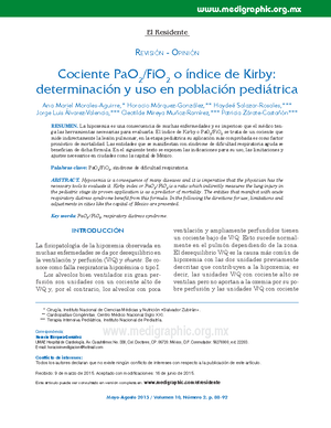 Cociente Pa O2-Fi O2 o indice de Kirby Pediatricos - Mayo-Agosto 2015 /  Volumen 10, N ̇mero 2. p. - Studocu