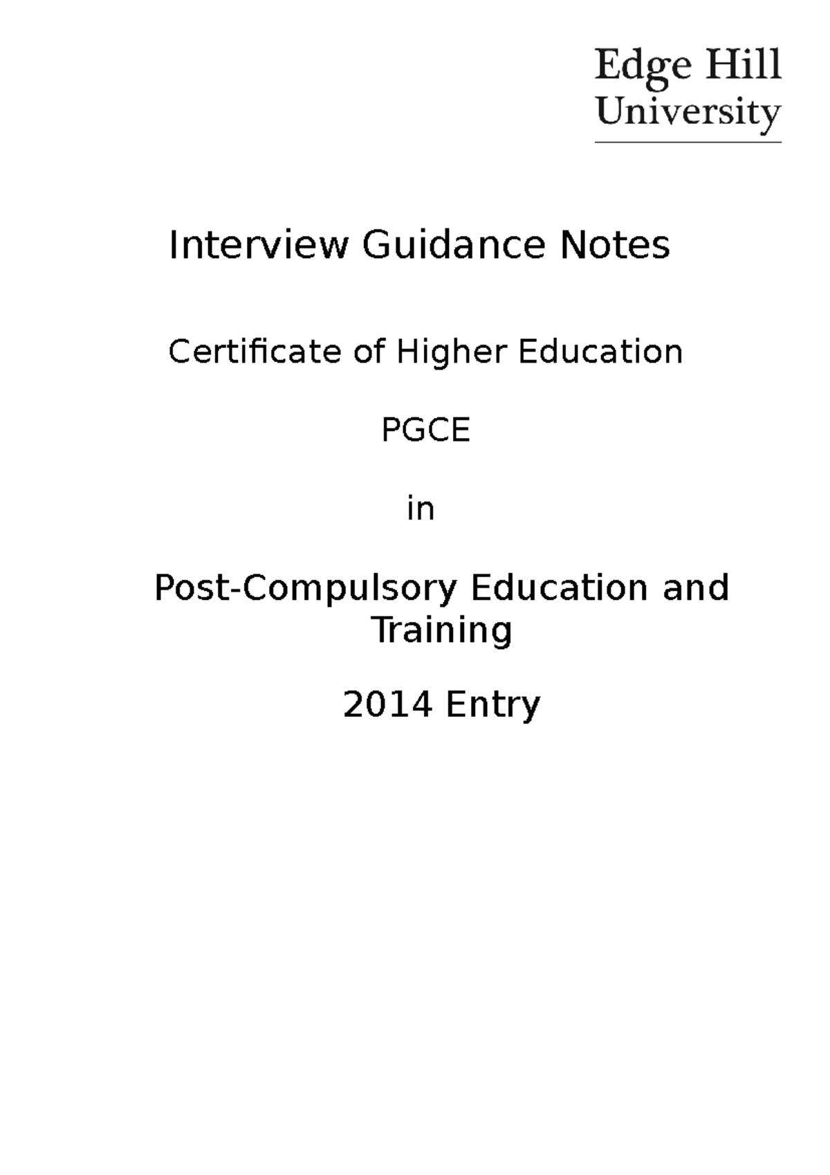 Interview Guidance Notes - Interview Guidance Notes Certificate of ...
