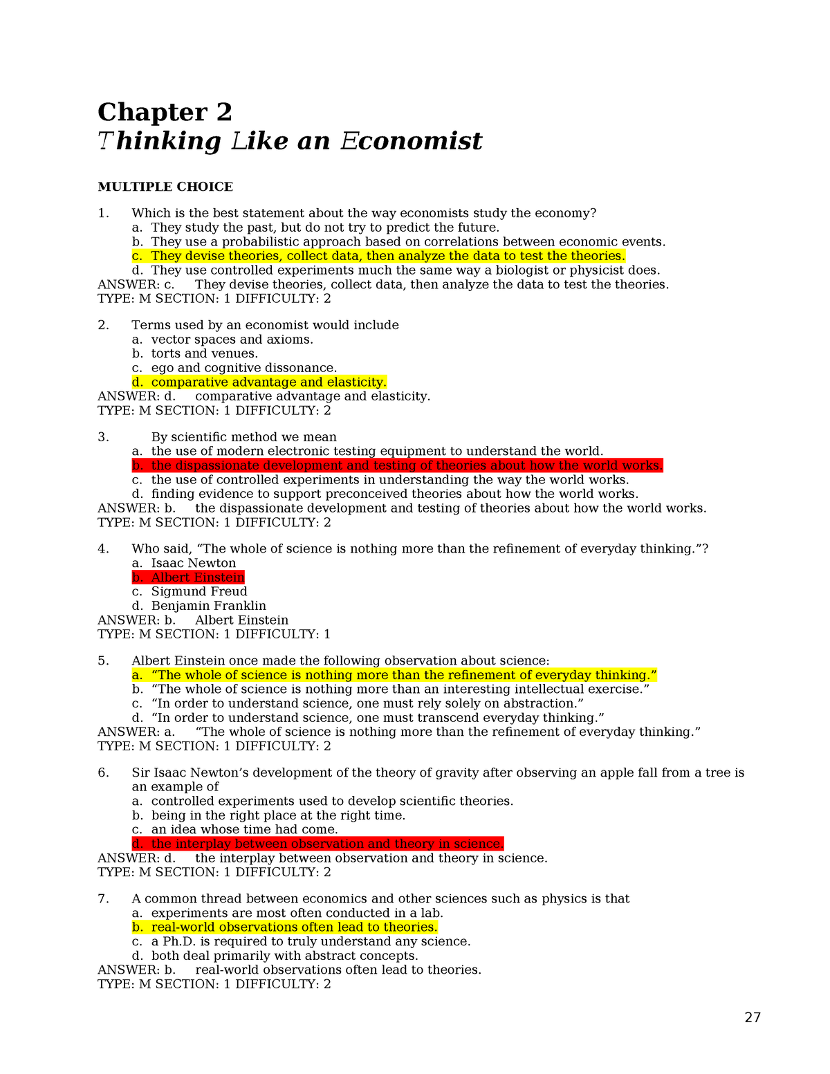 Chapter 02 - TEXTBANK - Chapter 2 Thinking Like An Economist MULTIPLE ...