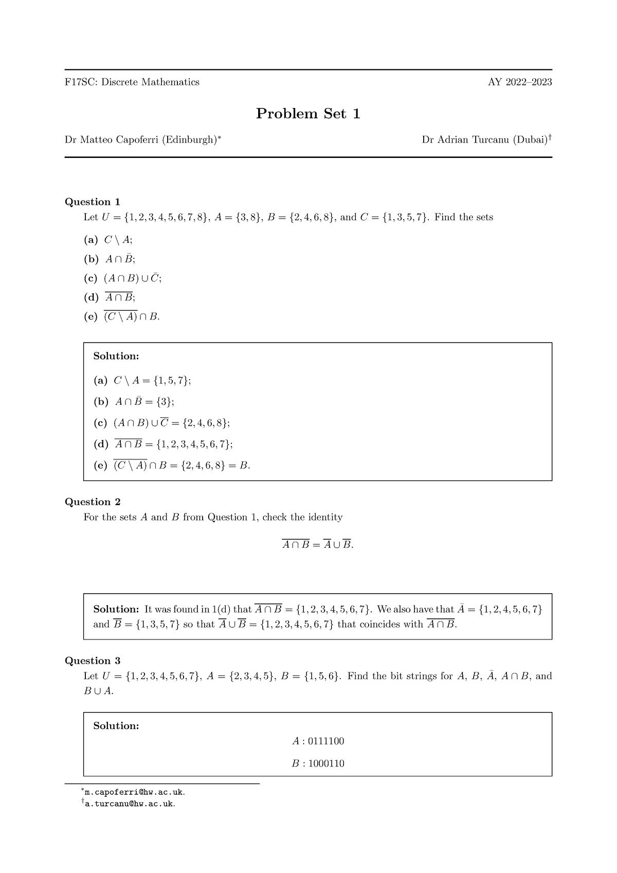 Sol1 2223 - Answer For Tutorials - F17SC: Discrete Mathematics AY 2022 ...