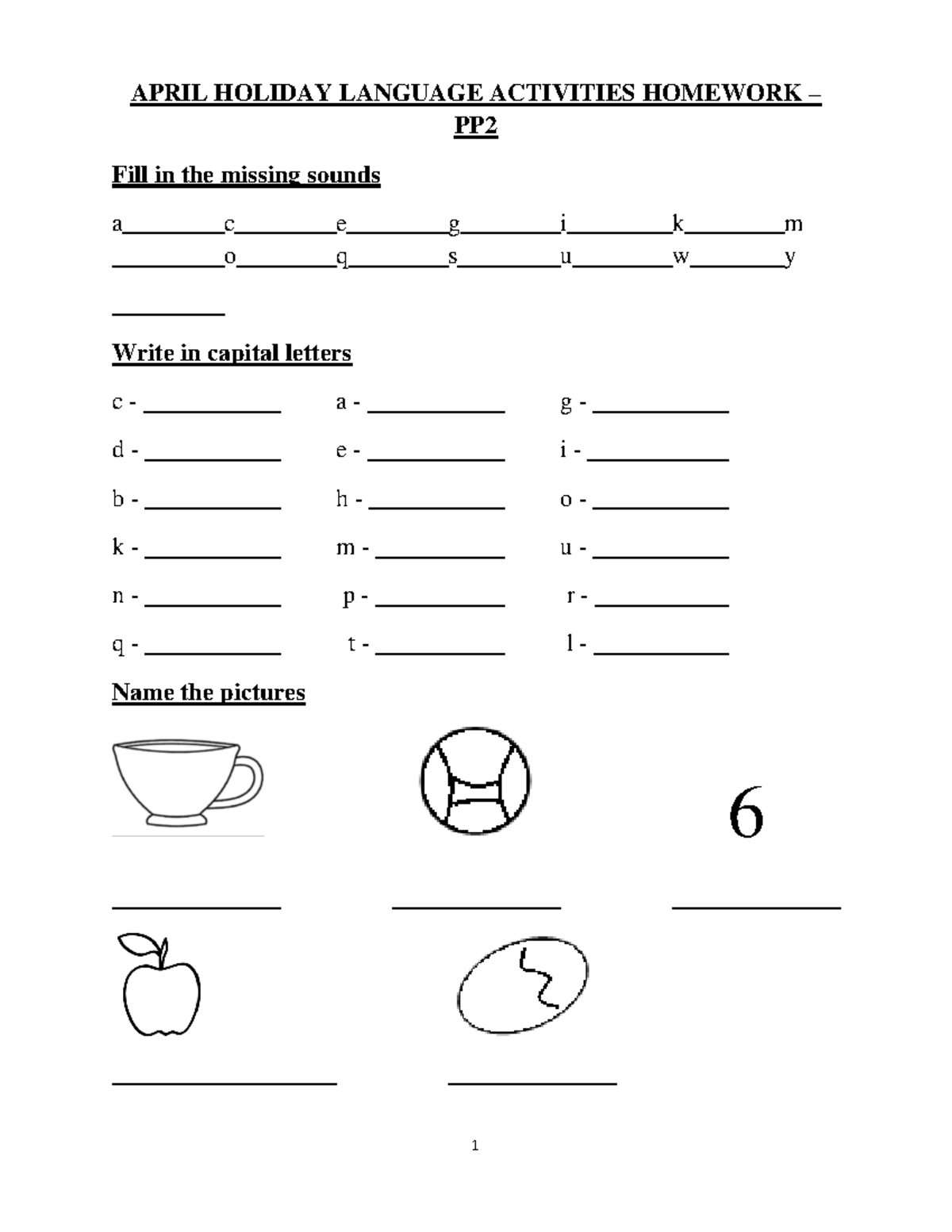 PP2 Holiday Assignment Teacher - APRIL HOLIDAY LANGUAGE ACTIVITIES ...