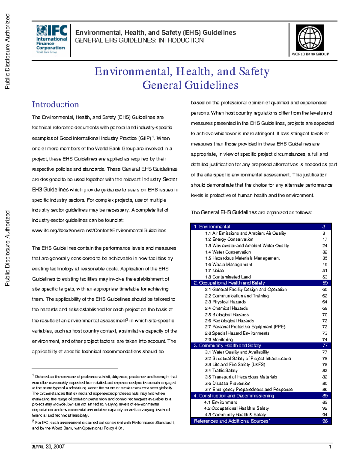 112110 WP Final General EHS Guidelines - Environmental, Health, And ...