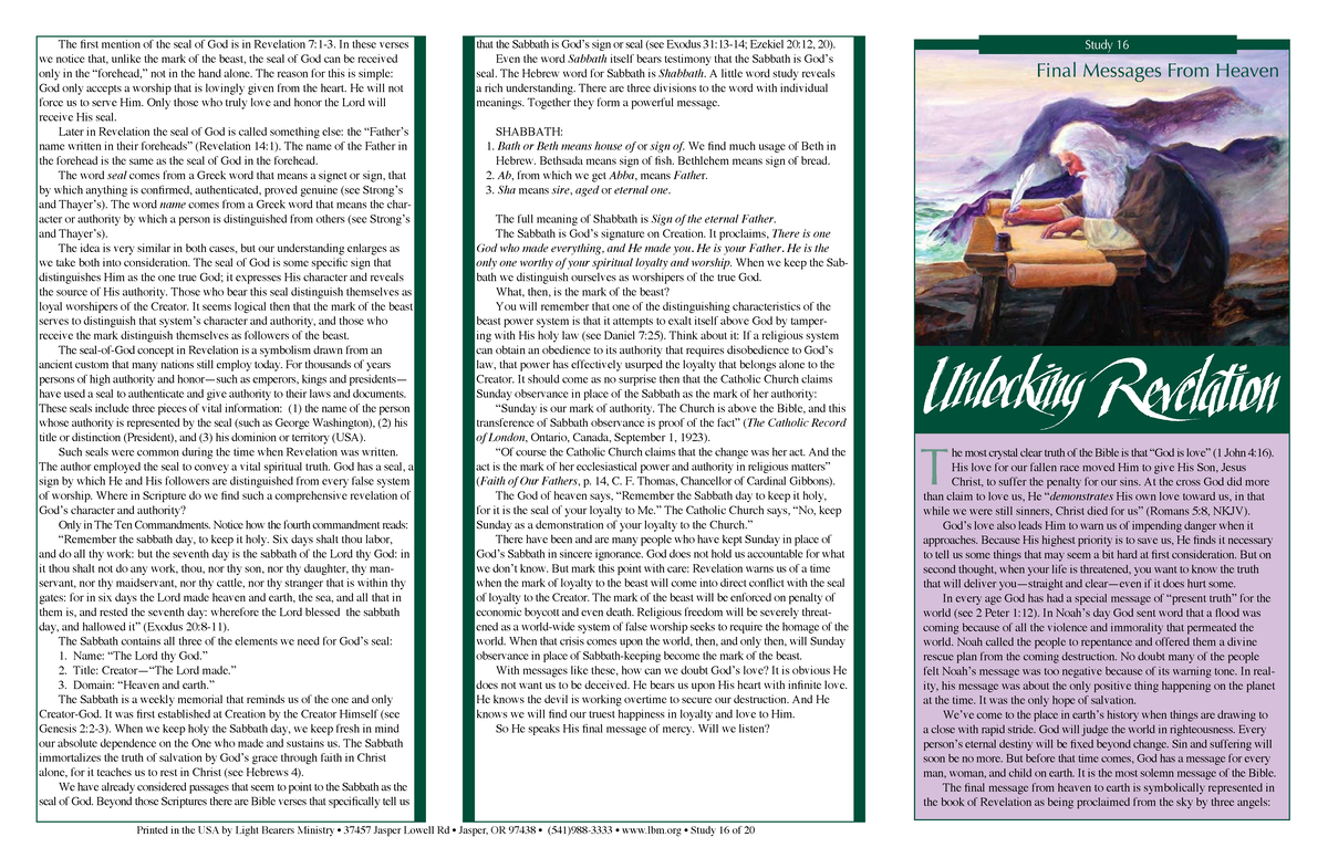 16 - Light Bearers - Final Messages from Heaven - Study 16 T Final ...