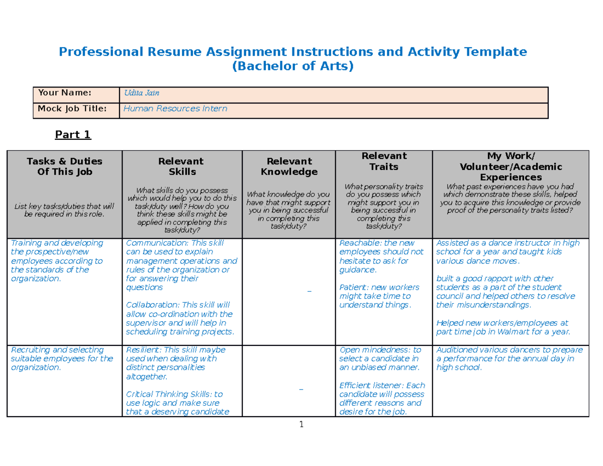 Udita Jain-Parts 1&2 coop education.. resume making - Professional ...