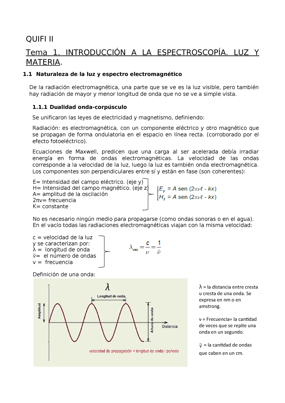 Tema 1 Introduccion A La Espectroscopia Luz Y Materia Studocu