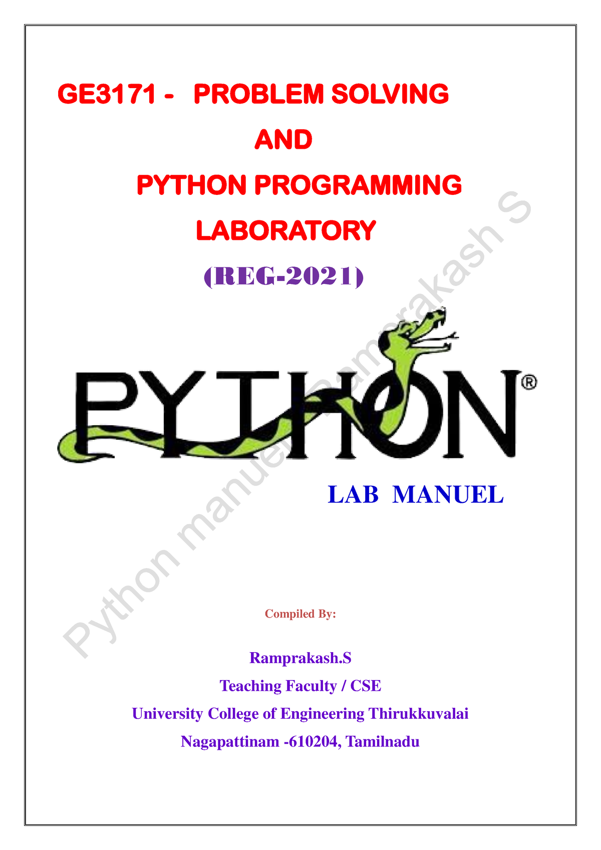 ge3171 problem solving and python programming laboratory