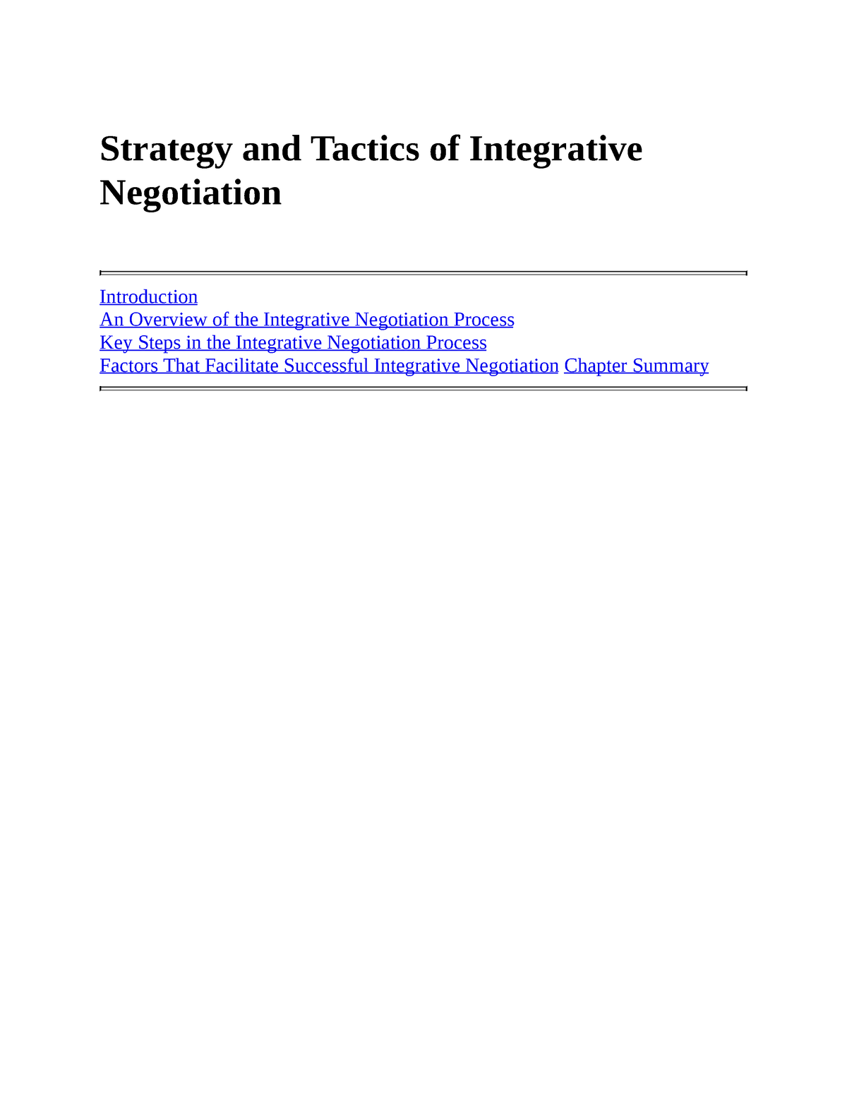 Integrative Negotiation - As Suggested By The Dual Concerns Model ...