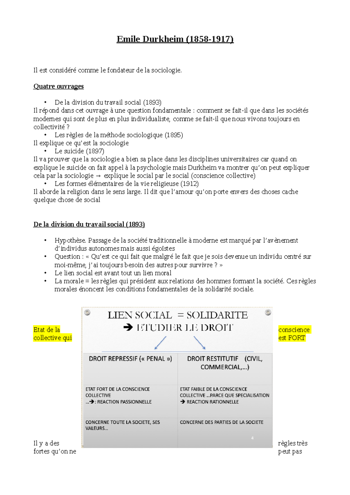 Emile-Durkheim - Notes De Cours Sur Emile Durkheim 2020-2021. Gautier ...