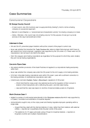 Const tute 3 - Tutorial notes - Week 3: constitutional law tutorial ...