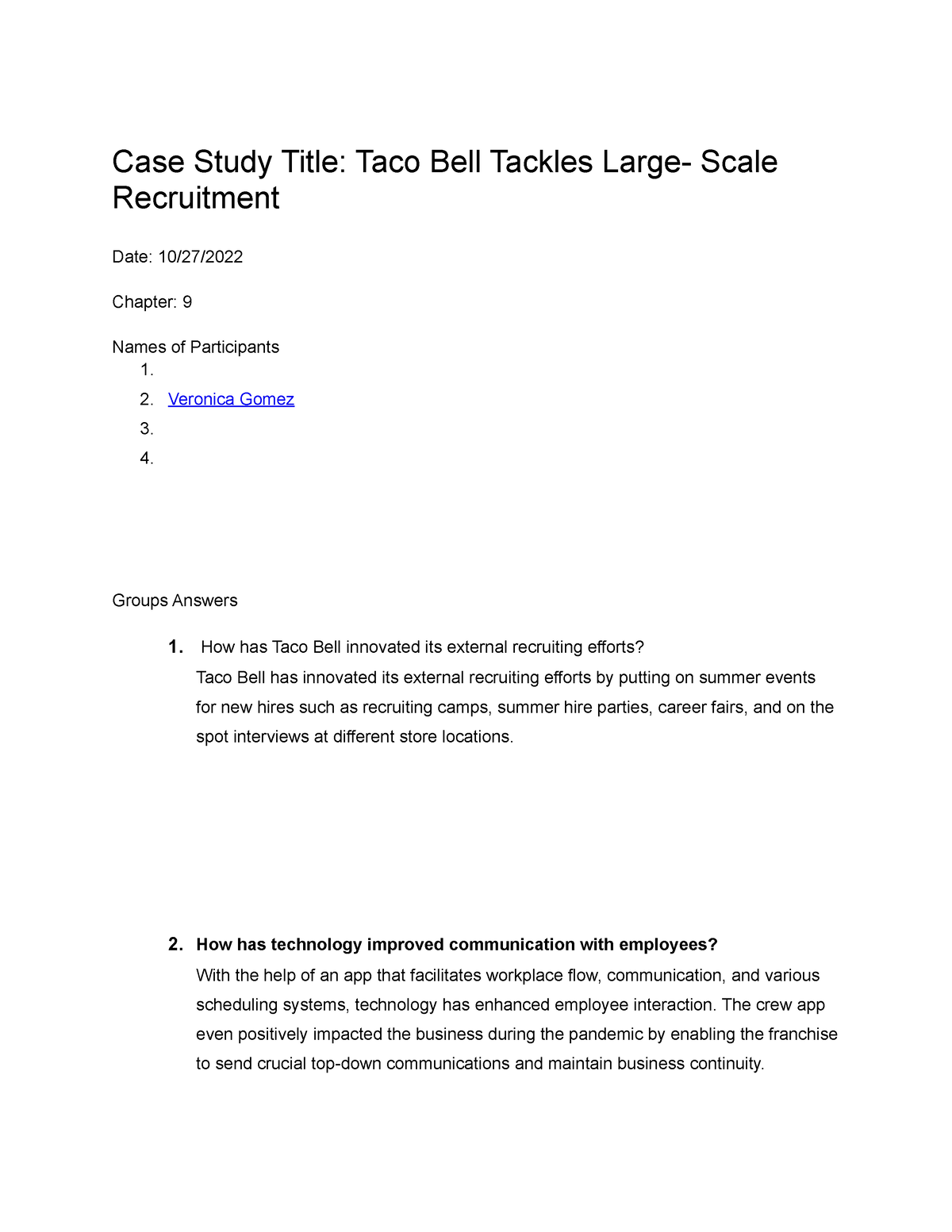 case study assignment taco bell