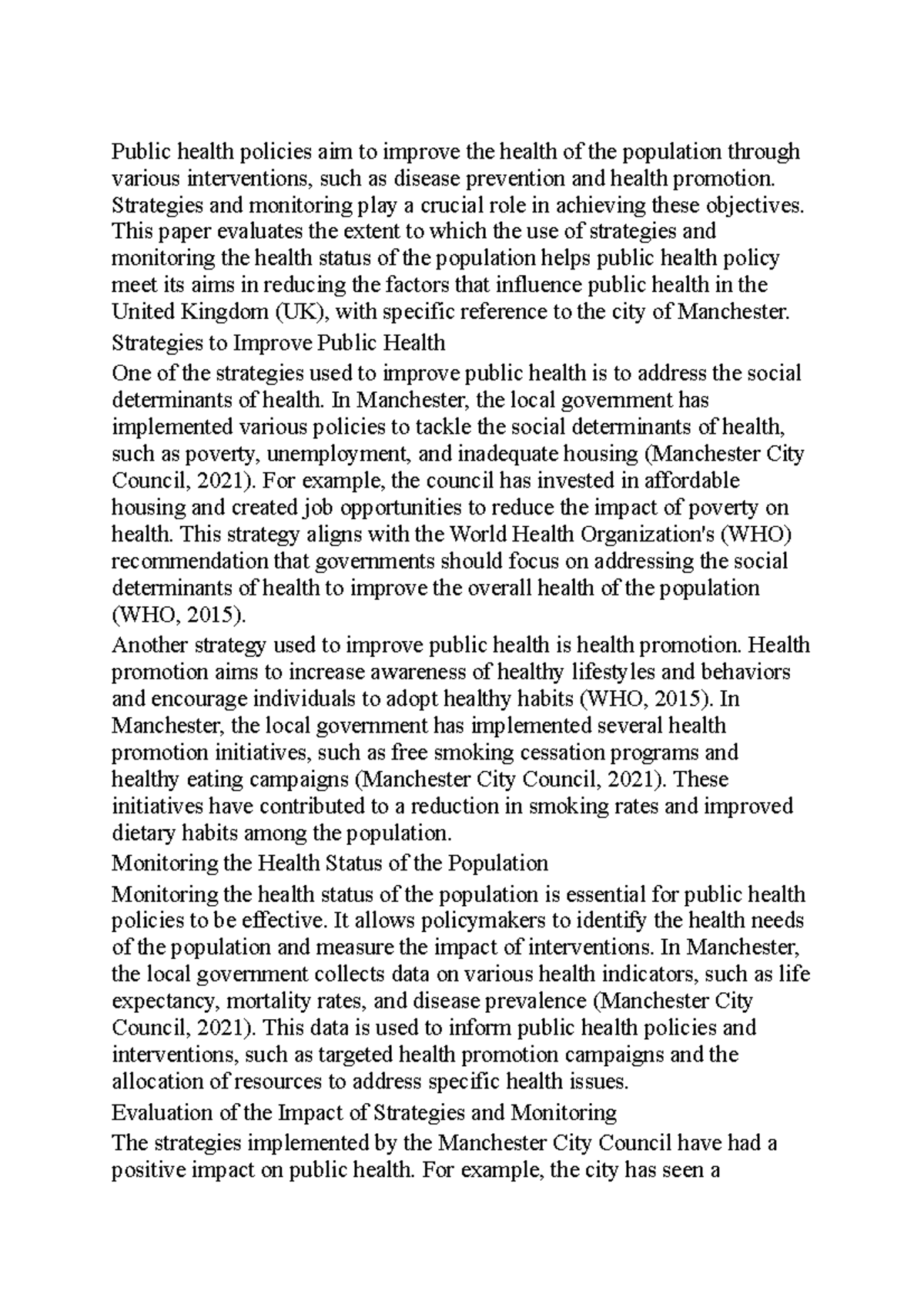 Evaluation On Public Health Strategies - Public Health Policies Aim To ...