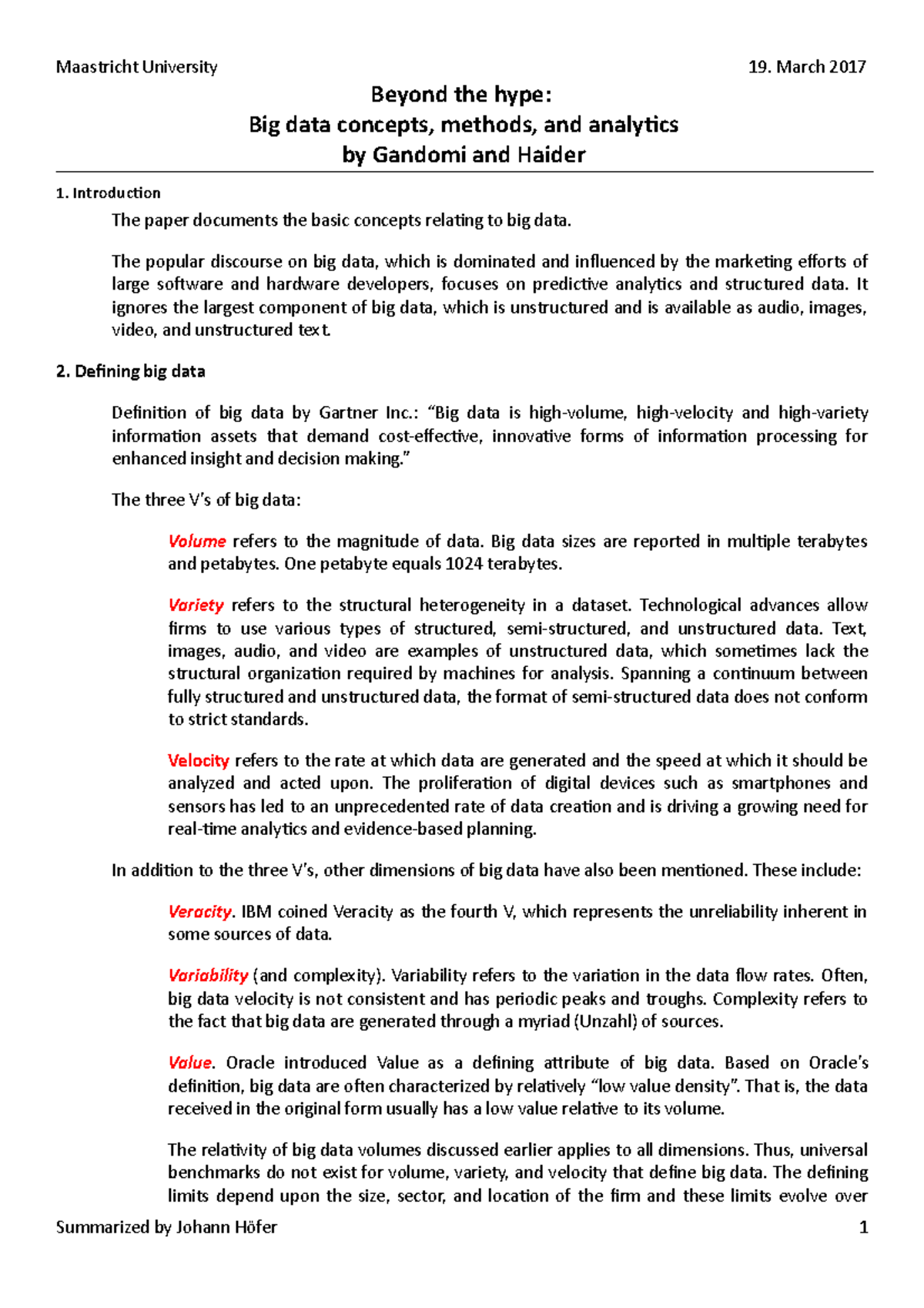 Beyond the hype - Big data concepts, methods, and analytics - Beyond 