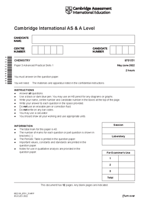 9701 S22 Qp 11 - Math Past Paper - This Document Has 16 Pages. IB22 06 ...