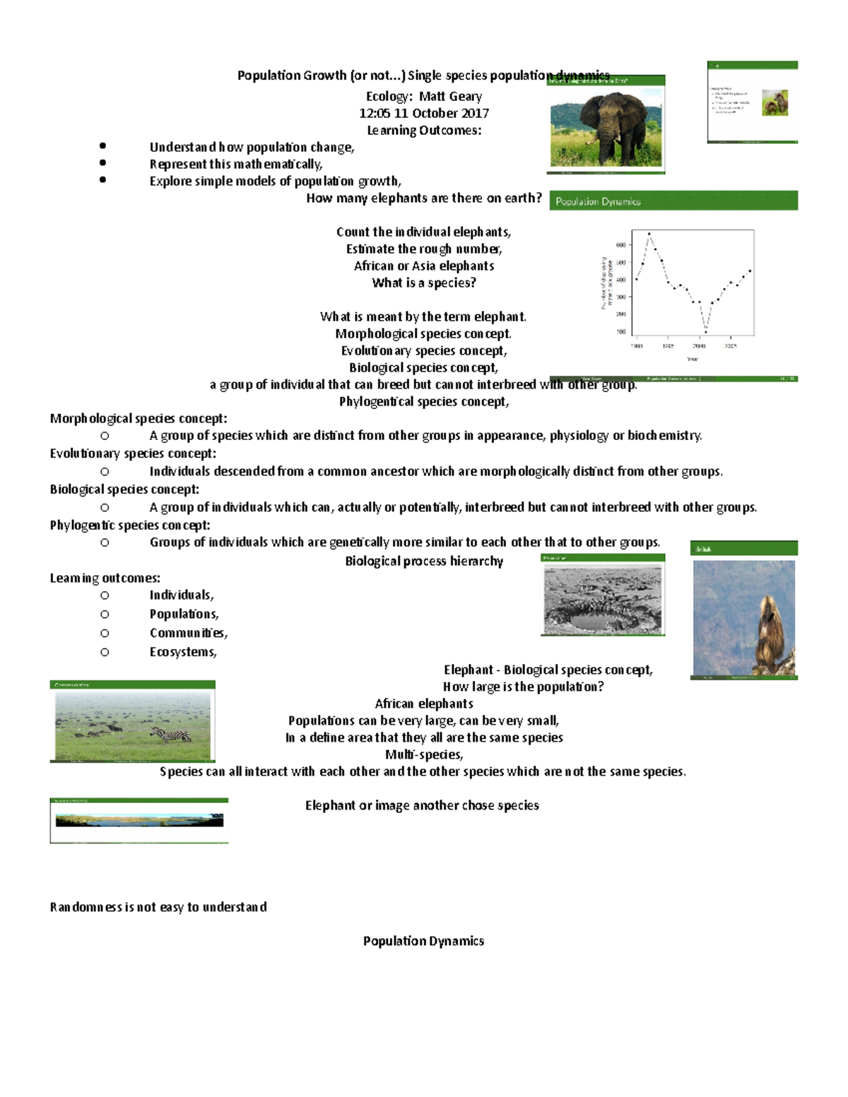 Population Growth (or not...) Single species popul - Population Growth ...