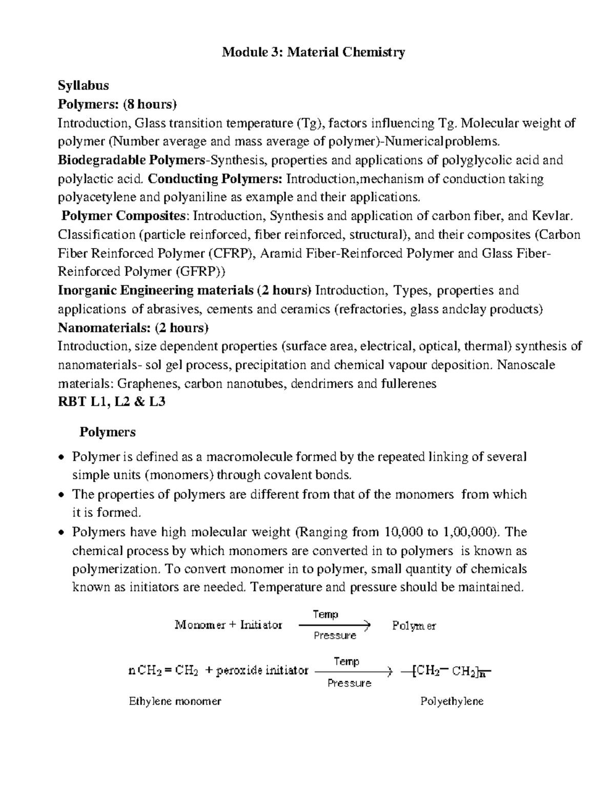 Glass transition temperature and Kevlar Module 3 Material Chemistry