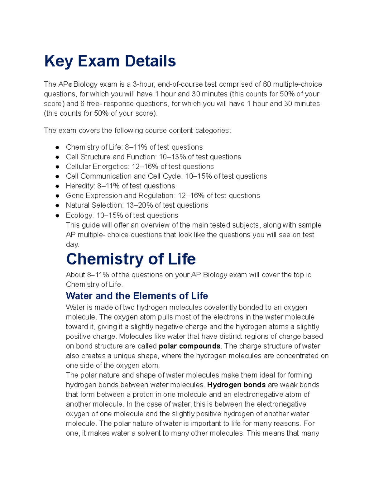 AP Biology Study Guide Key Exam Details The AP® Biology exam is a 3