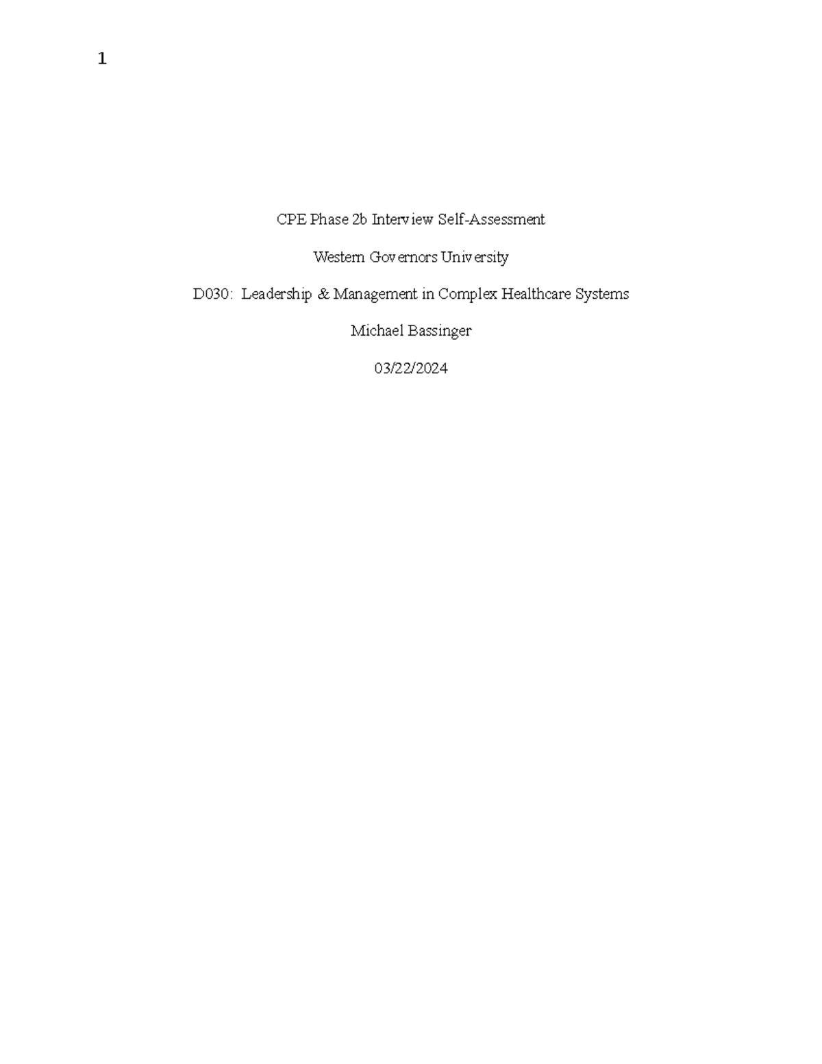 CPE Phase 2b Interview Self - D 030 - 1 CPE Phase 2b Interview Self ...