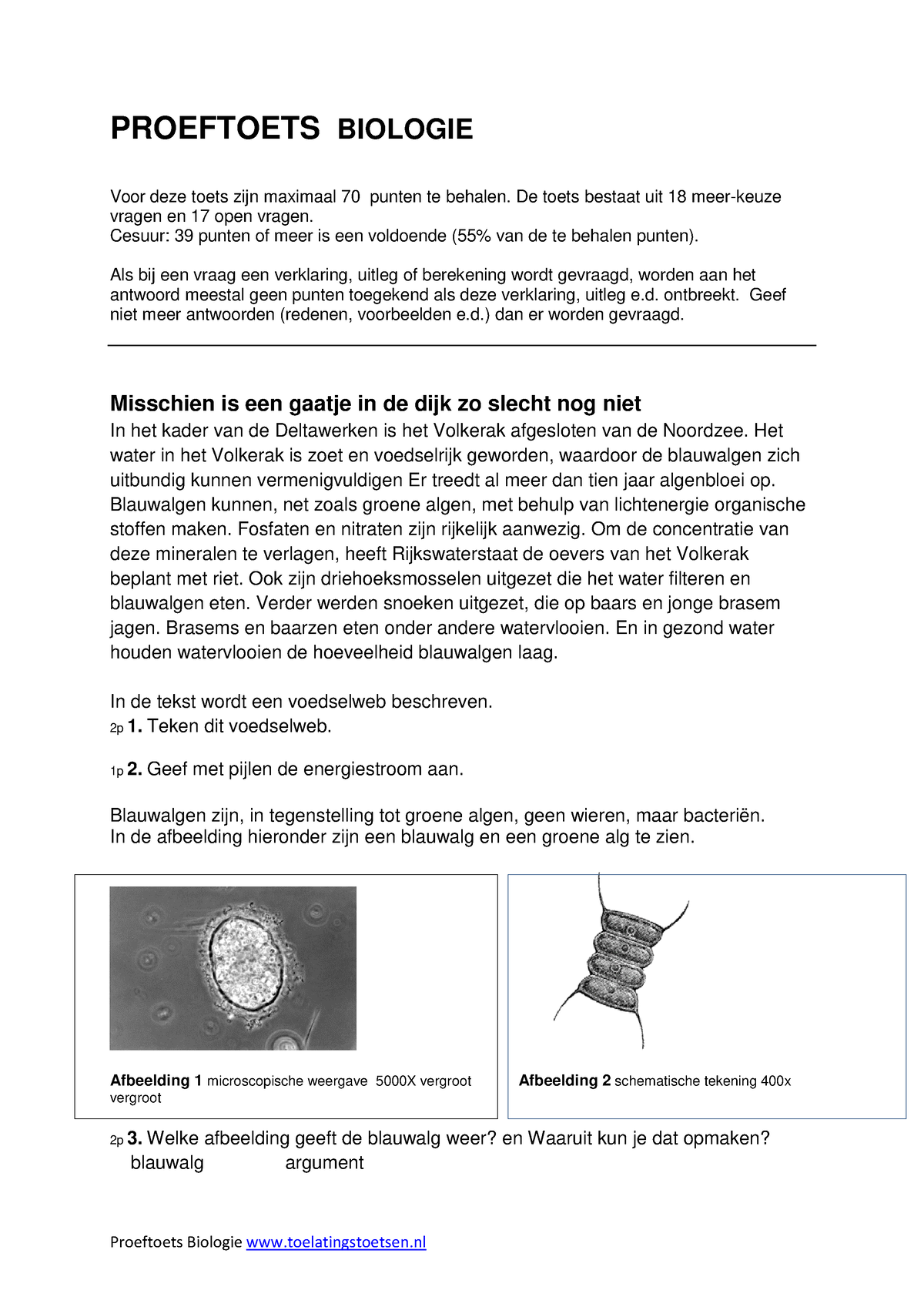 Proeftoets Biologie Met Antwoorden - PROEFTOETS BIOLOGIE Voor Deze ...