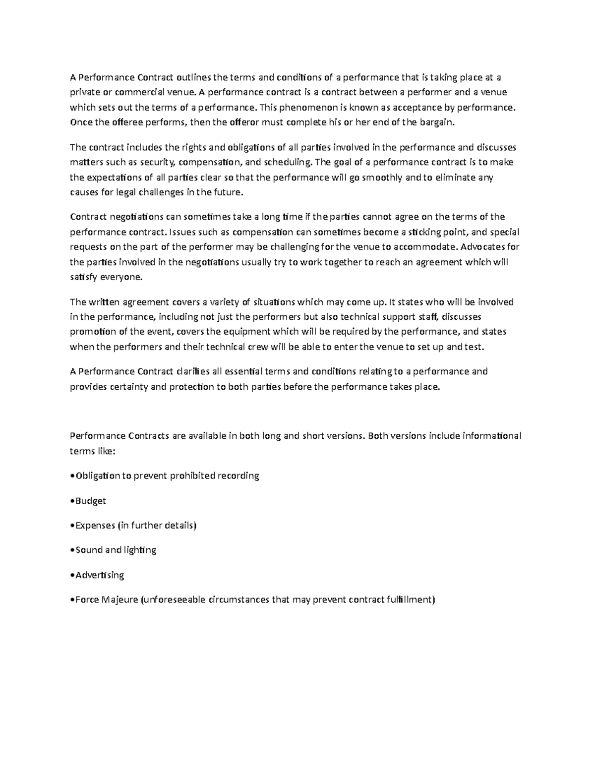 Exam 15 January 2019, questions and answers - A Performance Contract ...
