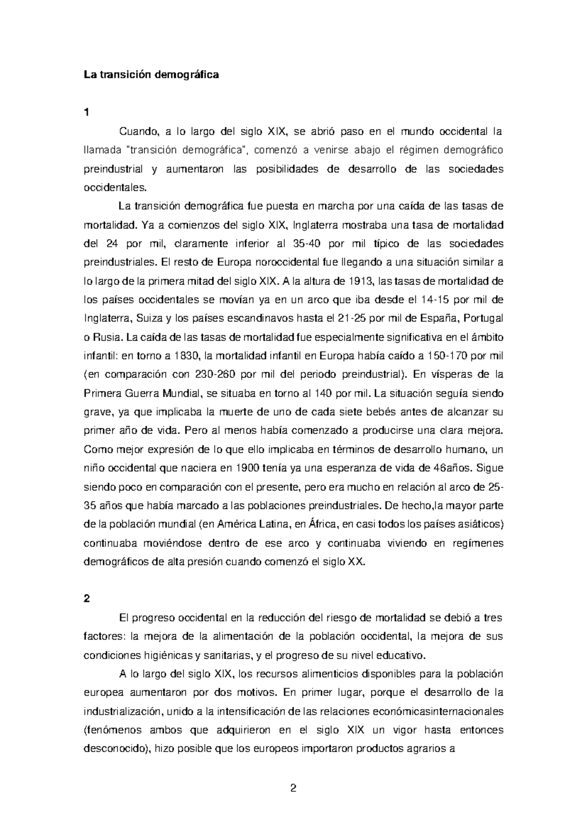 2. La Transición Demográfica - La Transición Demográfica 1 Cuando, A Lo ...