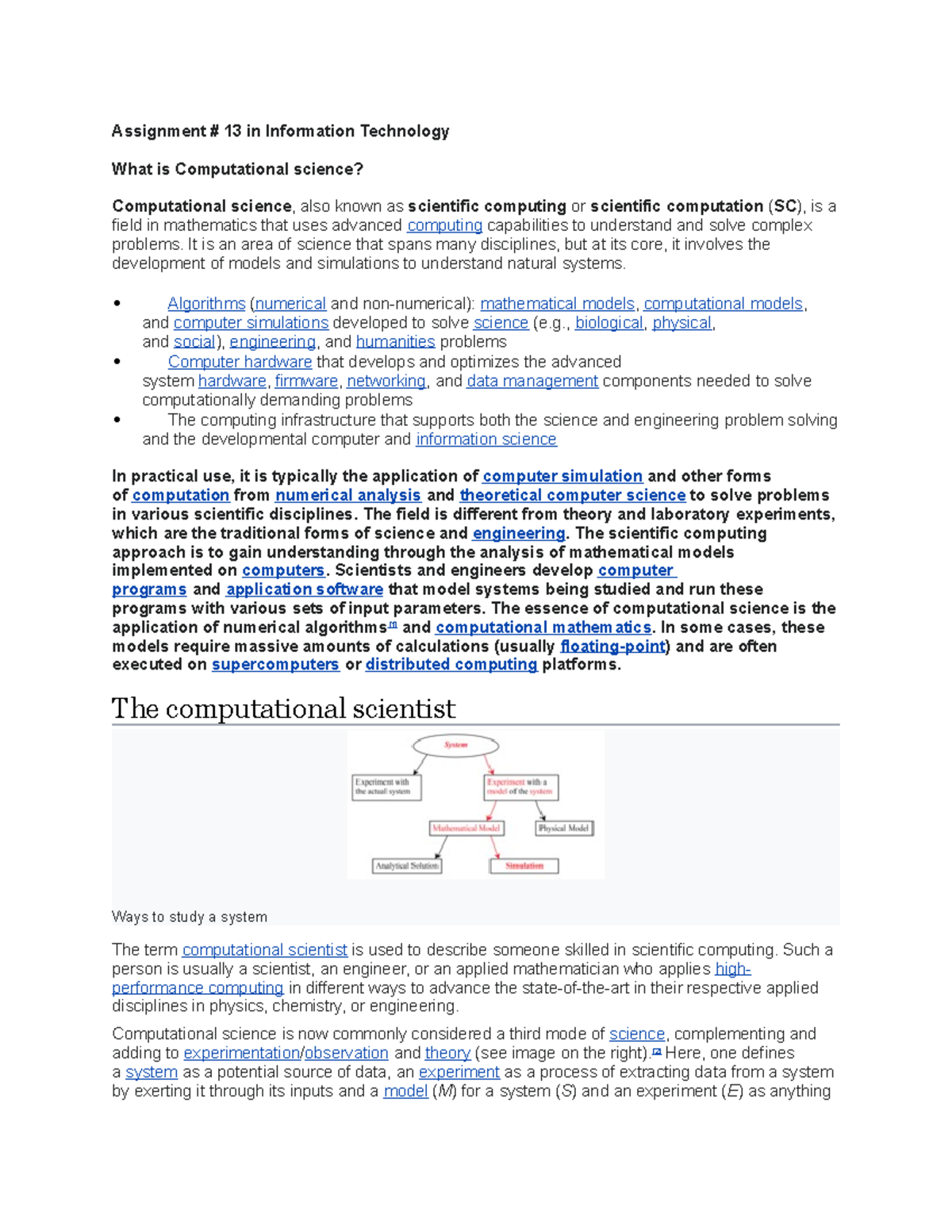 Assignment # 13 What is Computational science - Assignment # 13 in ...