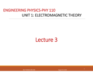 PHY110 Unit1Lecture 4 - Teacher Notes Of Unit-1 Electromagnetic Theory ...