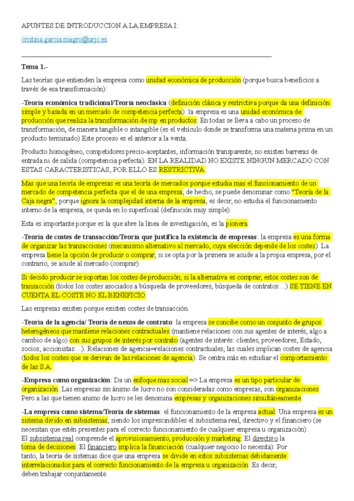 Apuntes De Introduccion a La Empresa