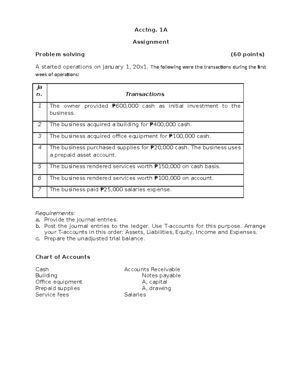 assignment transaction account