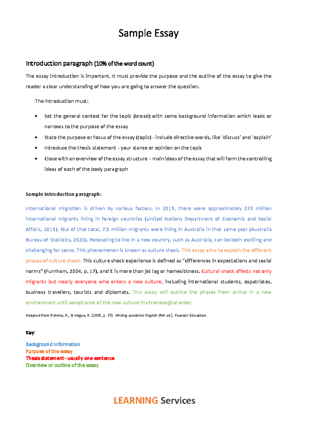 Sample essay - 1111111 - Sample Essay Introduction paragraph (10% of ...