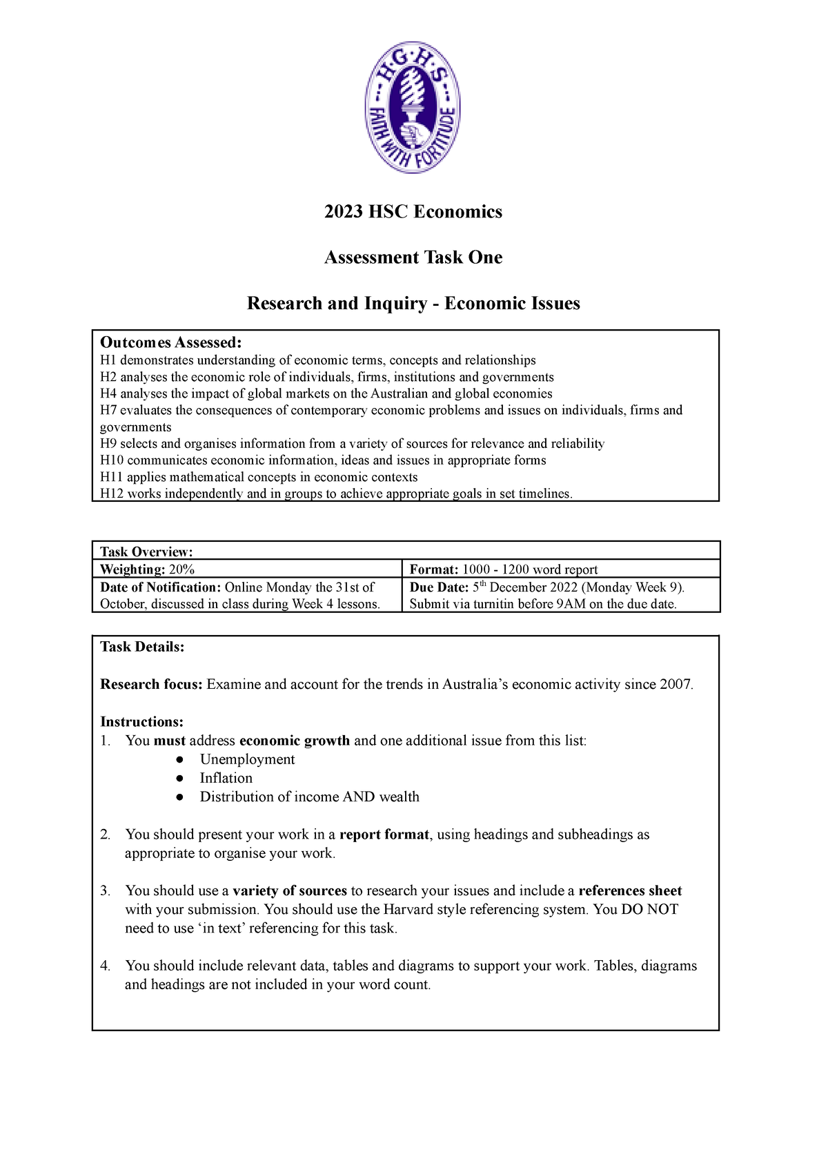 home economics assignments 2023