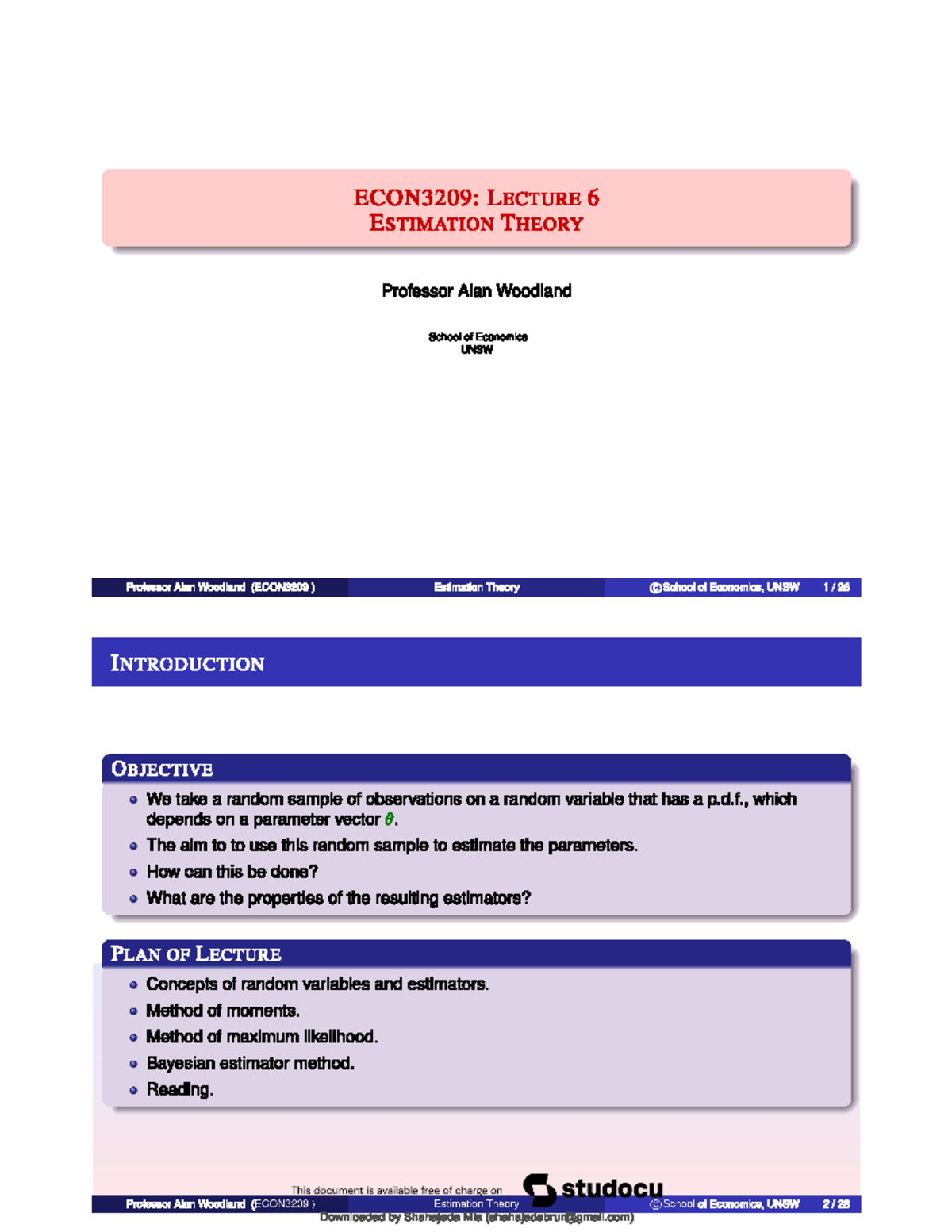 Methods of estimation - Computer Science and Engineering - Studocu